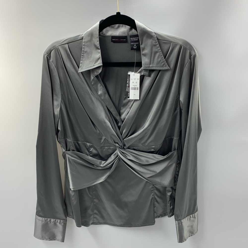 New York & Company Silver Blouse Size 14